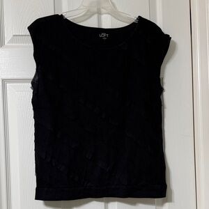 LOFT Women's Elegant Black Short Sleeve Top